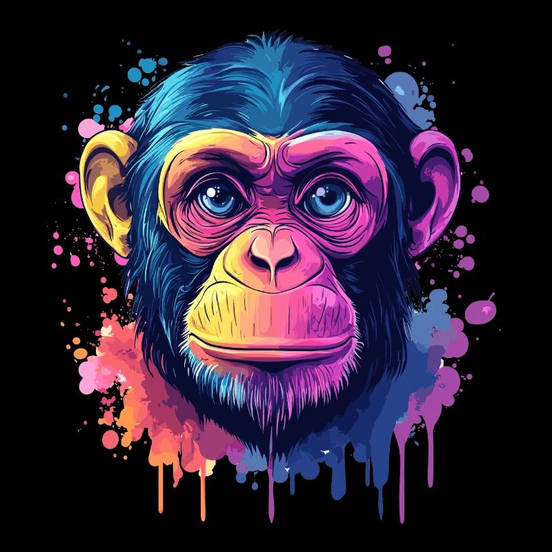 Psychedelic monkey with vibrant colors