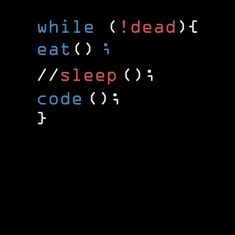 While Not Dead Eat Sleep Code programmeur pirate informatique
