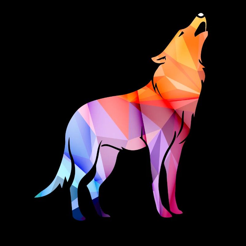 Heulender Polygon Wolf