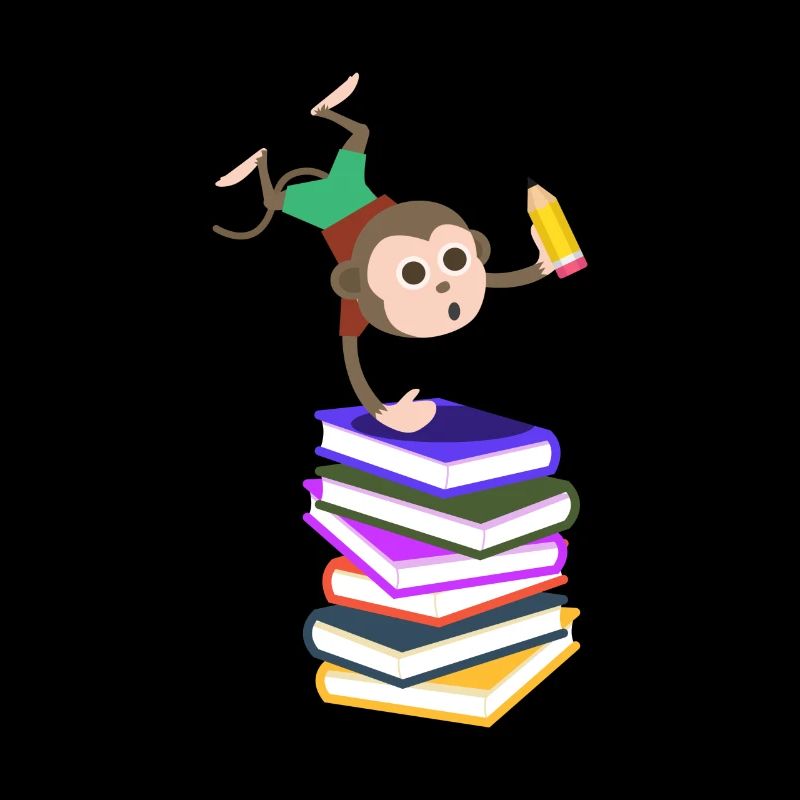 Einschulung Schule Affe Bücher Stift Lernen