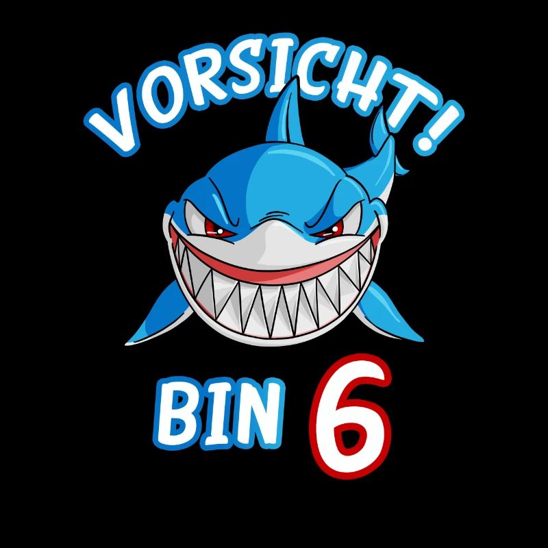 Vorsicht bin 6 Hai Geschenk Junge 6. Geburtstag