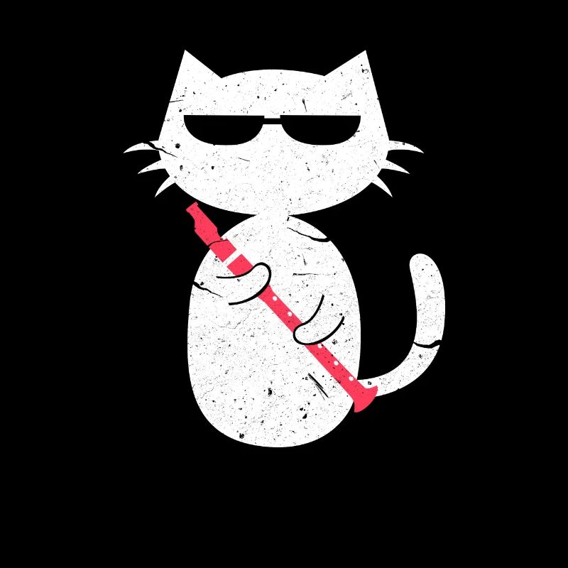 Flöte Querflöte Blaskapelle Katze Geschenk