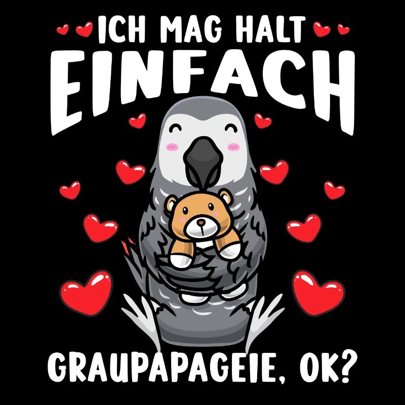 Graupapagei Kuscheltier Kawaii Herz Vogel Kongo