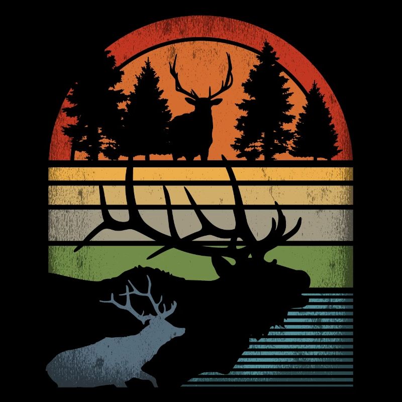Retro Hirsch Vintage Jäger Elch Jagd Berufsjäger