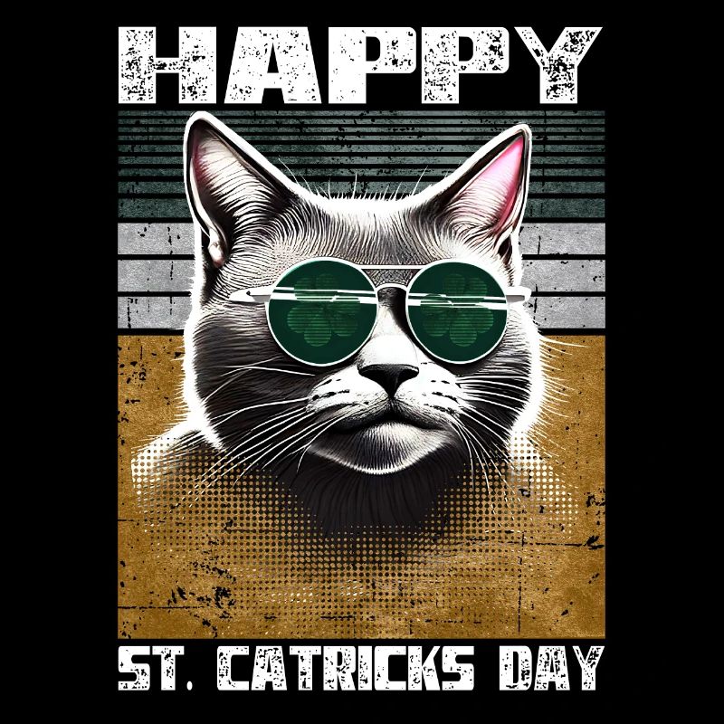 Happy St. Catricks Day Grey Cat Saint Patrick
