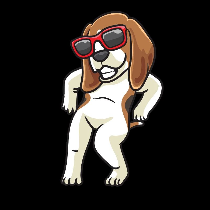 Beagle dog dancing with sunglasses