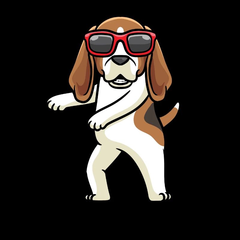 Beagle dog dancing with sunglasses