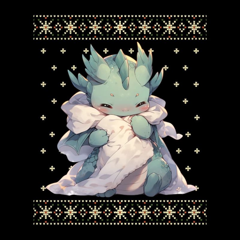 Dragon kawaii dans le style pull de Noël moche