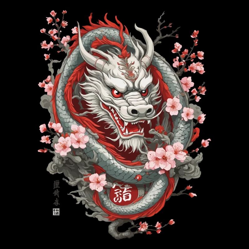 Conception esthétique de fleur de cerisier de Dragon japonais