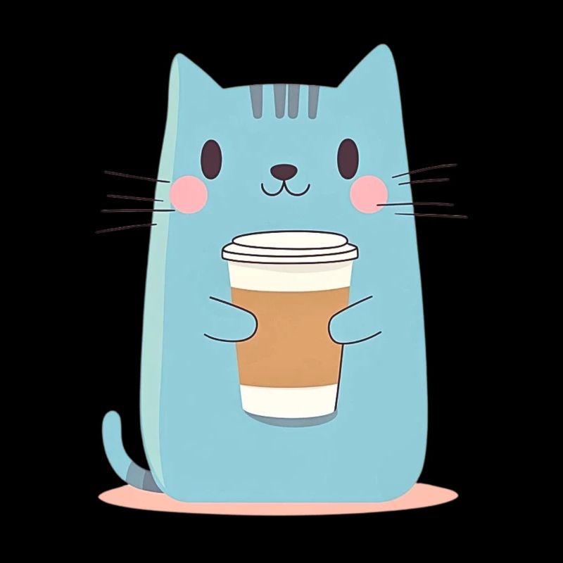 Chat bleu mignon avec du café - Style dessin animé