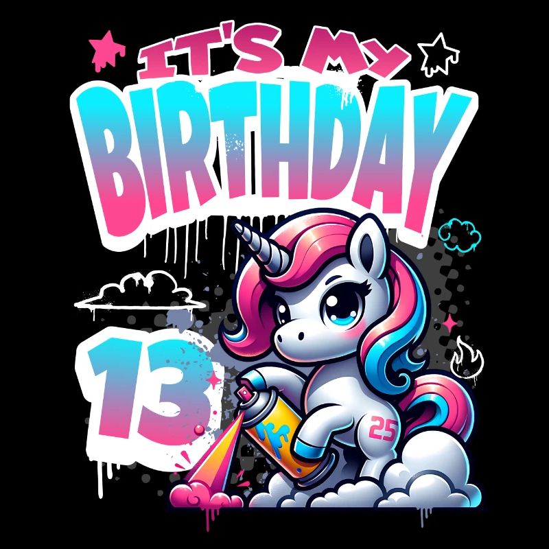 13. Geburtstag Einhorn Graffiti Mädchen