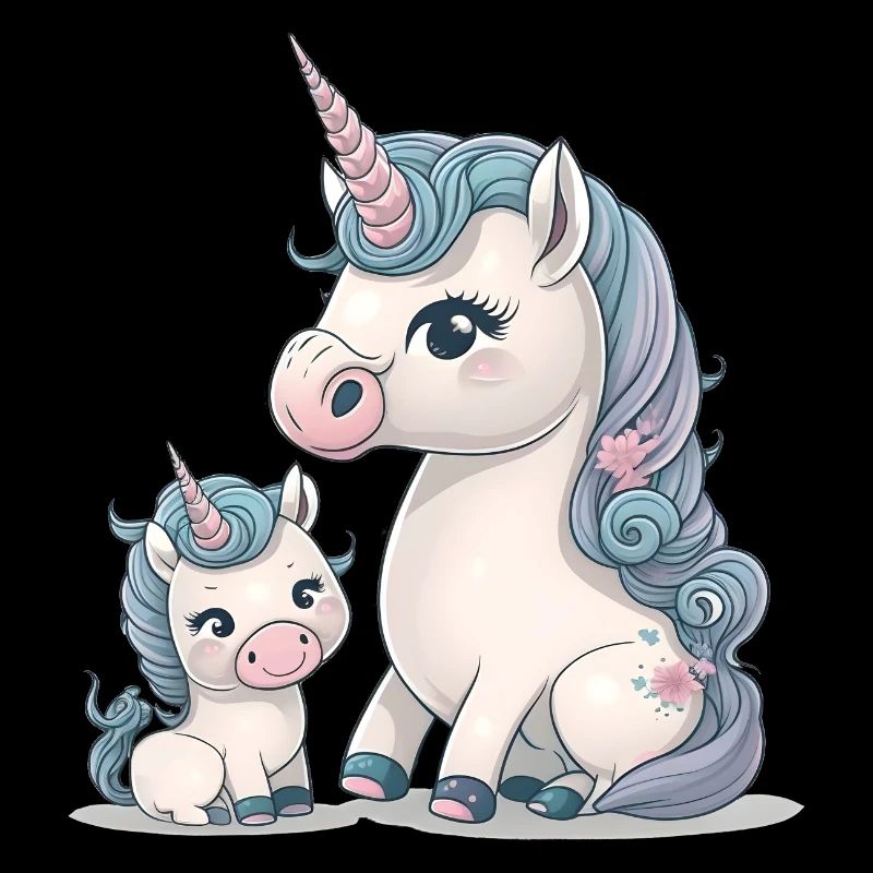 Mama zwei Einhörner großes und kleines Einhorn