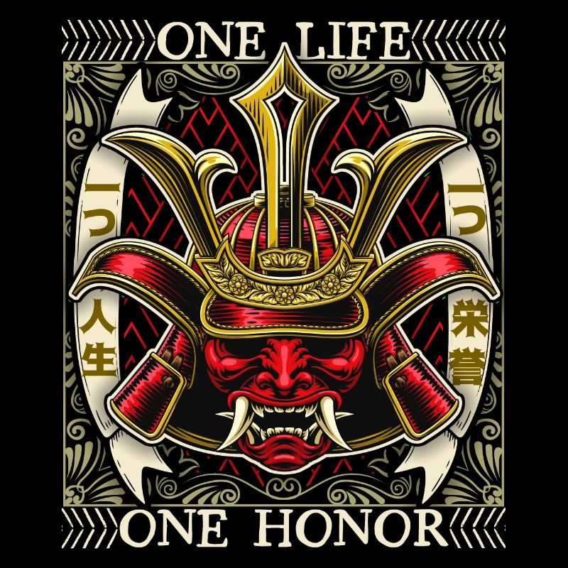 Japanischer Samurai Dämon, Samurai Krieger, Spruch