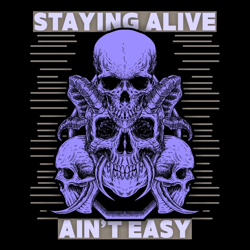 Totenköpfe, Spruch Staying Alive, Teufelsschädel