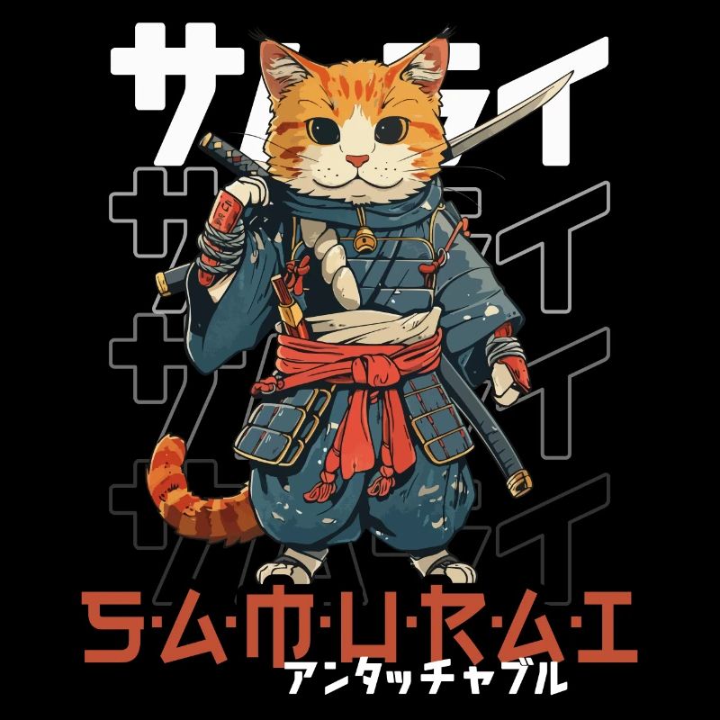 Chat Samouraï Chat Ninja Japonais Kawaii