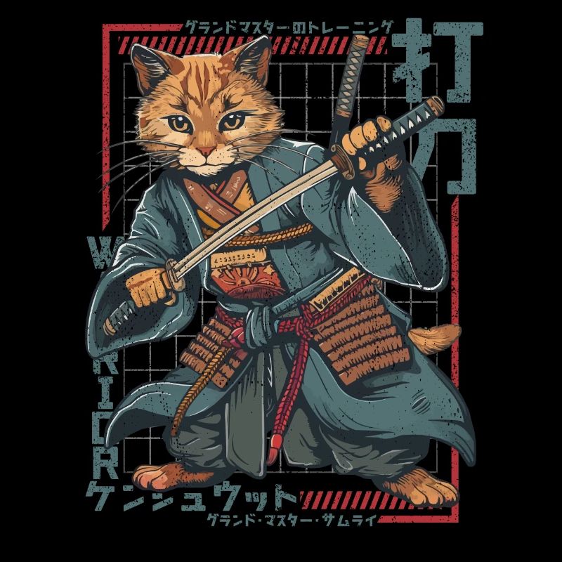 Samurai Cat Kawaii Japanische Ninja Katze