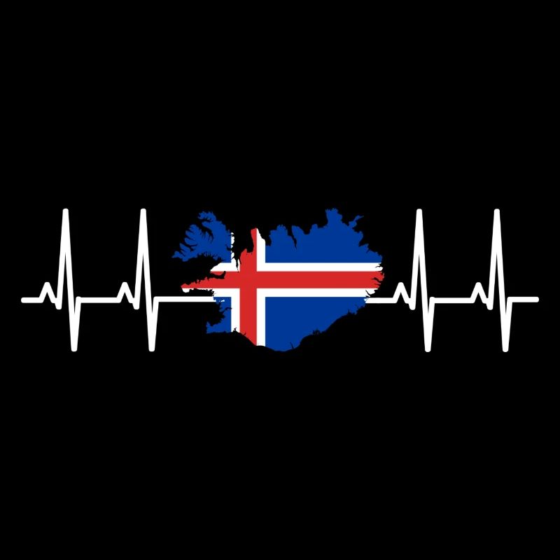 Islande drapeau battements de coeurs paysssure Pulse ECG EU