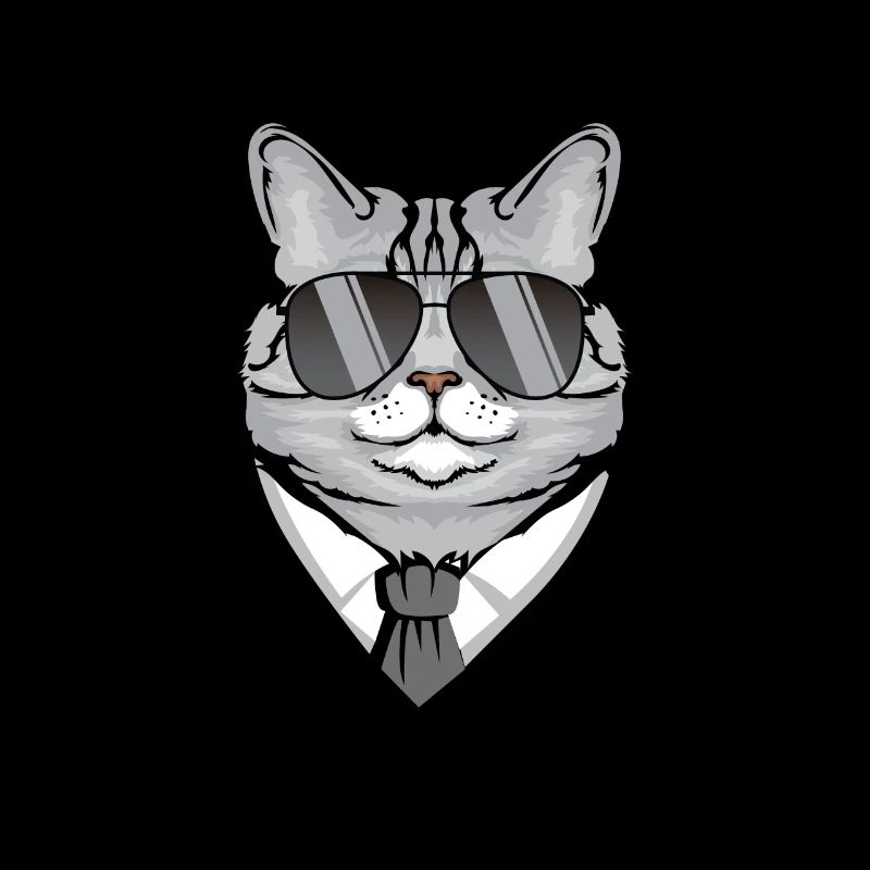Chat avec lunettes de soleil, chemise et cravate