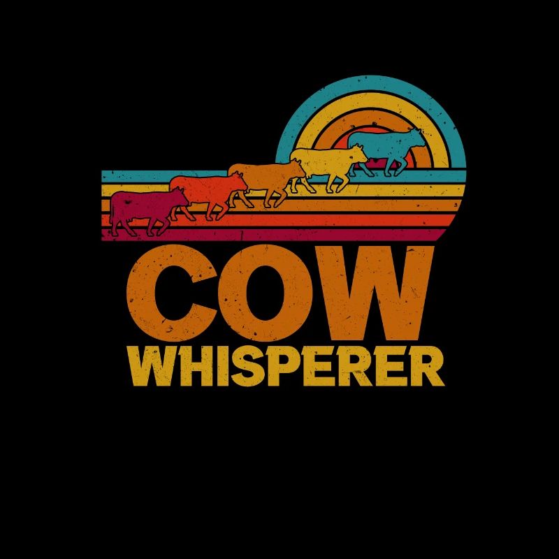 Colorful nostalgic retro farmer COW WHISPERER