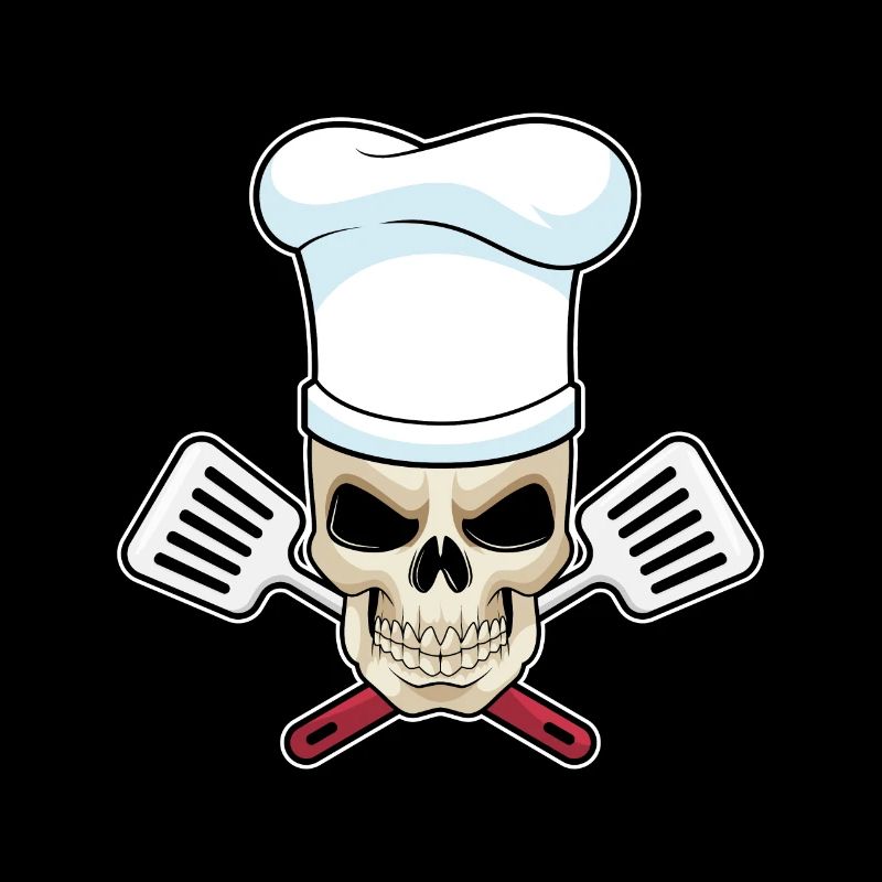Tête de mort comme cuisinier avec bonnet de cuisinier