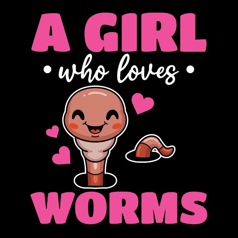 Compost Worm Cute Worm - Ein Mädchen, das Würmer