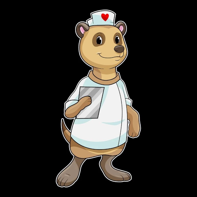 Erdmännchen als Krankenschwester mit Herz