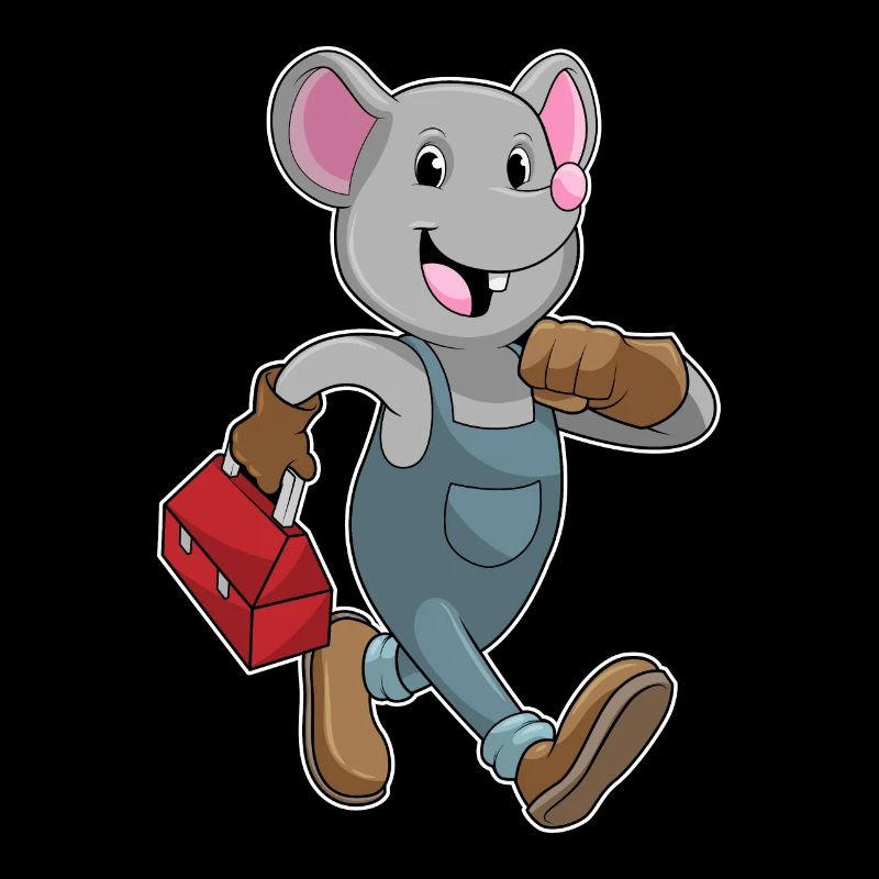 Maus als Handwerker mit Werkzeugkiste