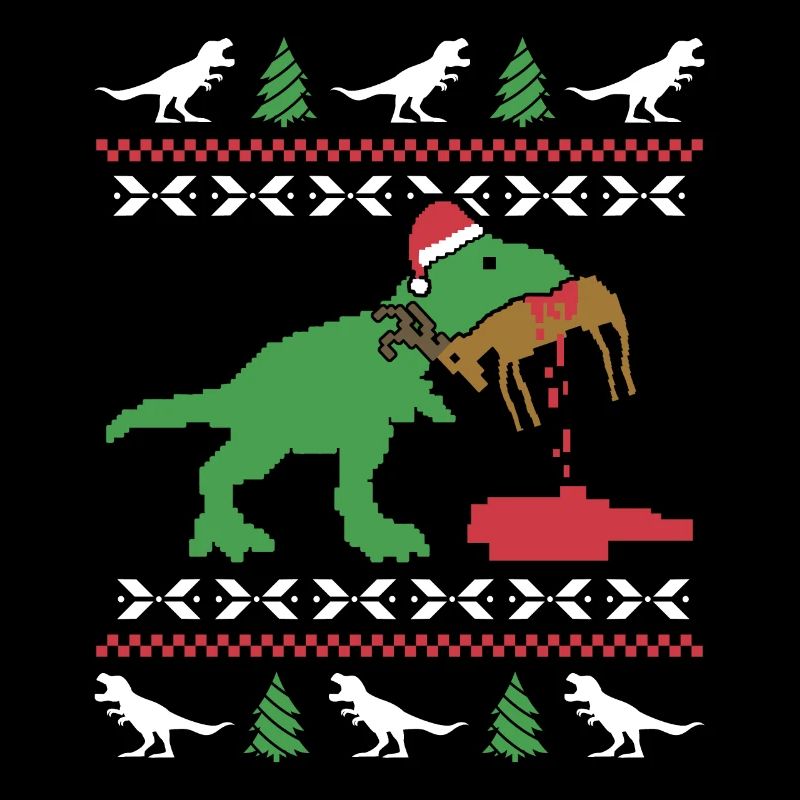 Pull de Noël moche T Rex Humour Noël