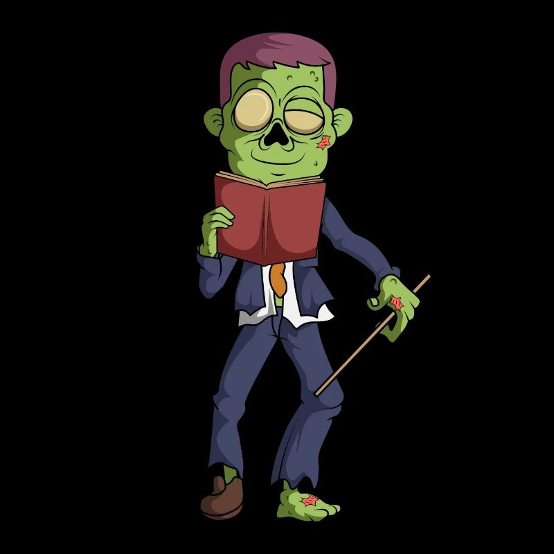 Zombie Schullehrer Lehrer Buch Lesen Halloween