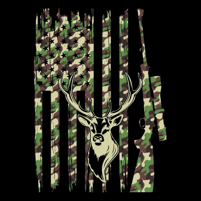 Hunter Camouflage Flag Deer Head