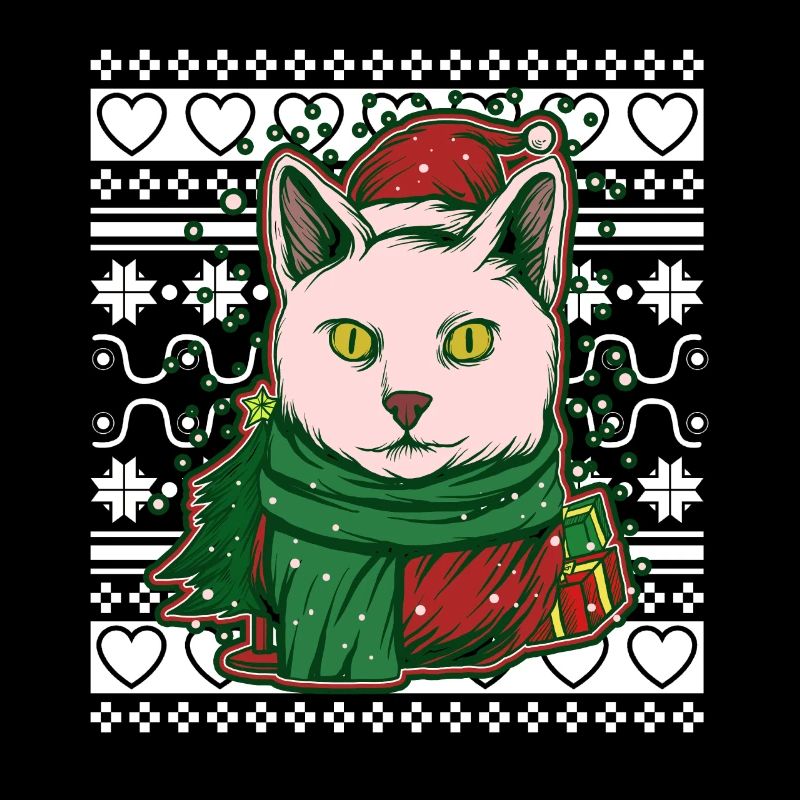 Pull de Noël moche Chat de Noël