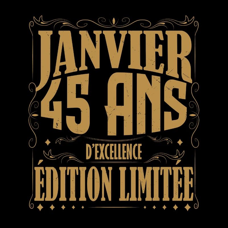Janvier 45 ans. Cadeau 45 ans janvier anniversaire