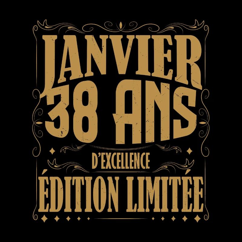 Janvier 38 ans. Cadeau 38 ans janvier anniversaire