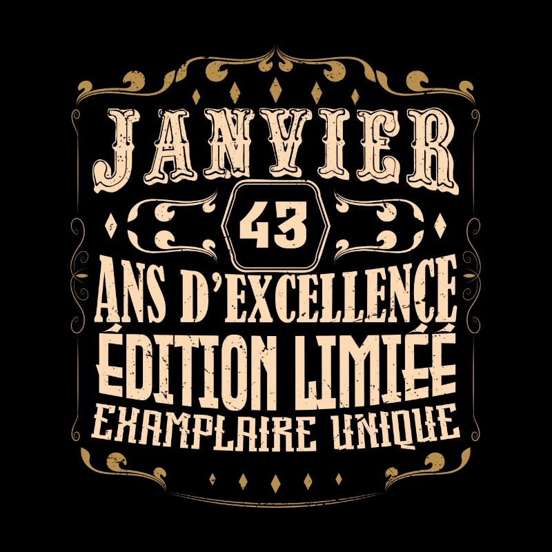 Vintage Janvier 43 ans. anniversaire janvier.