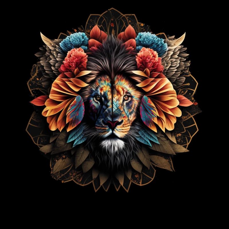 Löwe Polygon Kunst Blumen Tier Geschenk Zoo Motiv