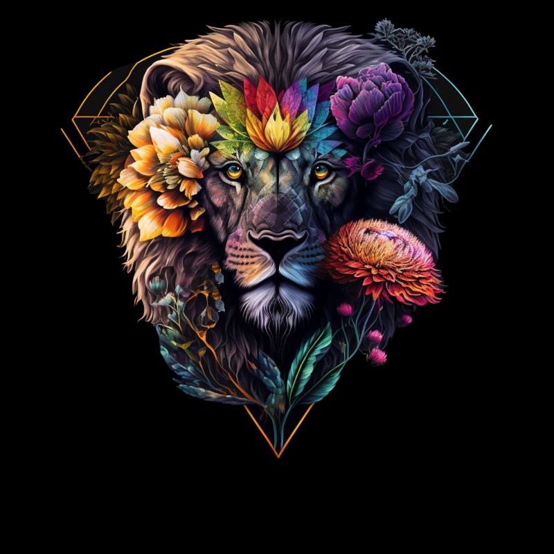 Löwe Polygon Kunst Blumen Tier Geschenk Zoo Motiv