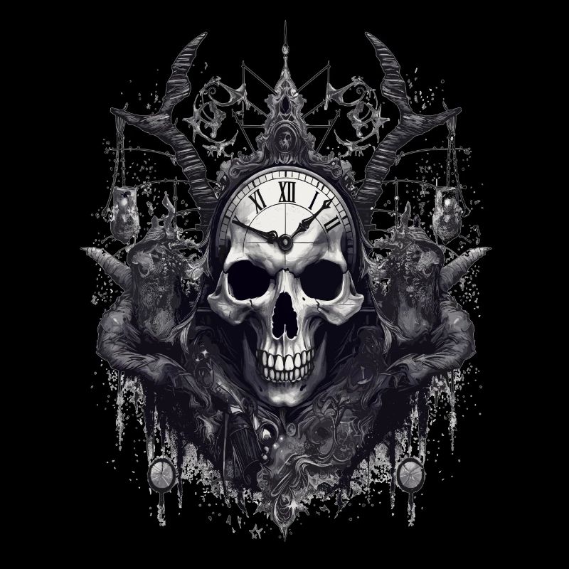 Gothic Witchcraft Ritual Dark Skull Clock Horror