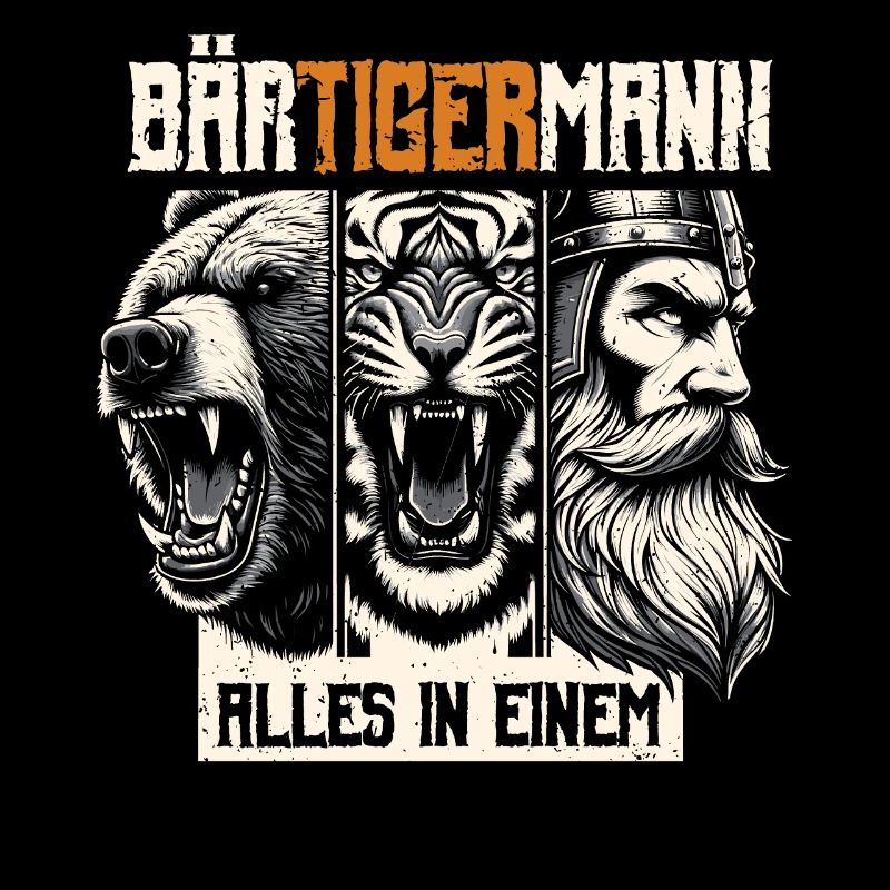 Bärtigermann Bär Tiger Mann Geschenk Bart