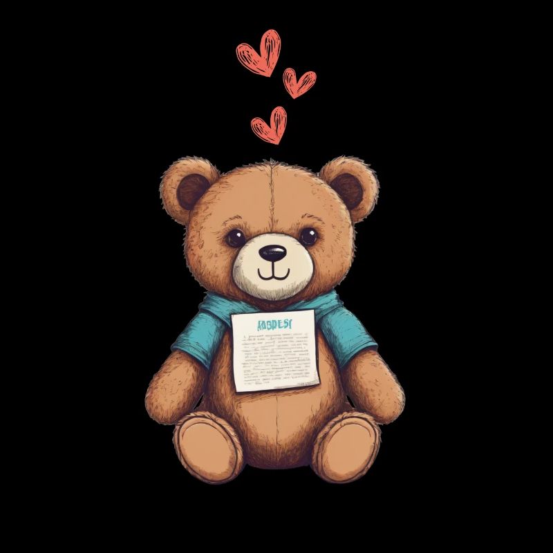 Teddy Bear Cartoon with Hearts Teddy Bear Cute