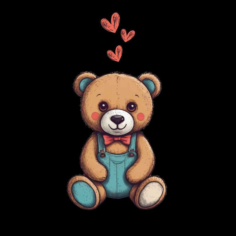 Teddy Bear Cartoon with Hearts Teddy Bear Cute
