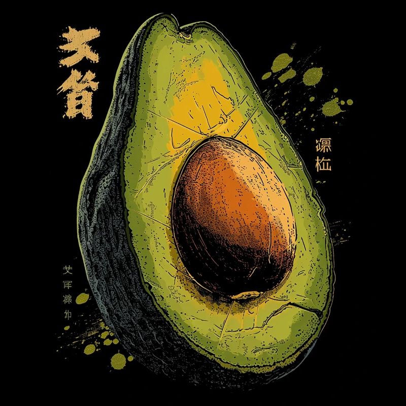 Avocado Text Painting Artwork Drawing Graphic Av