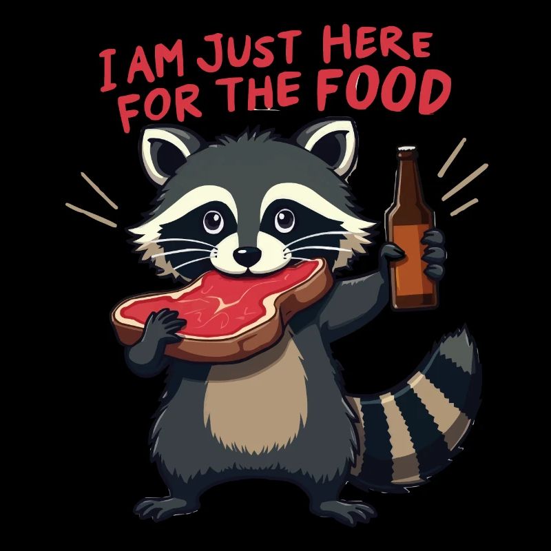 Waschbär Ich bin hier fürs Essen & Bier