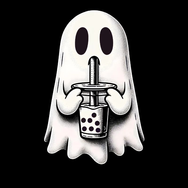 Sad Ghost Drinks Bubble Tea