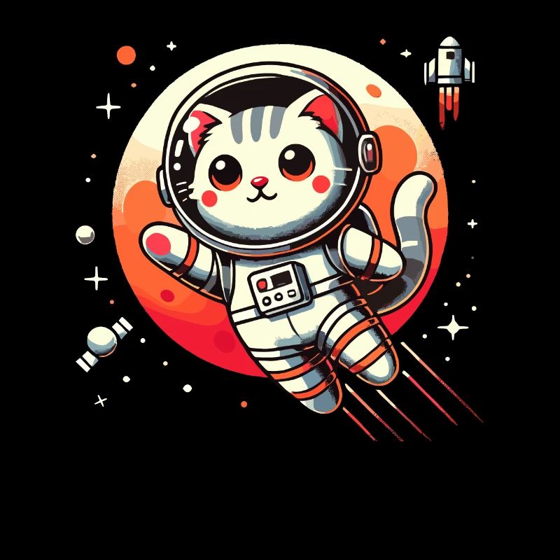 Chat, Espace, Astronaute, Espace, Kawaii