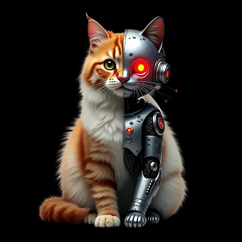 Drôle Robot Chat Tech Chats Cyborg Animal Chat