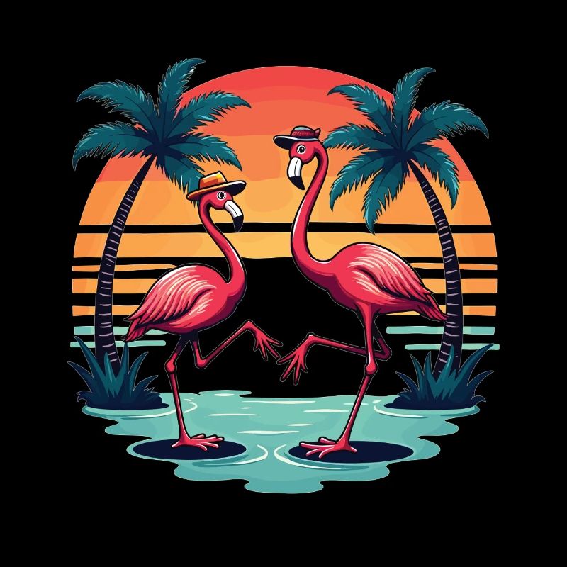 Flamingo Dance – Vintage Tropical Sunset