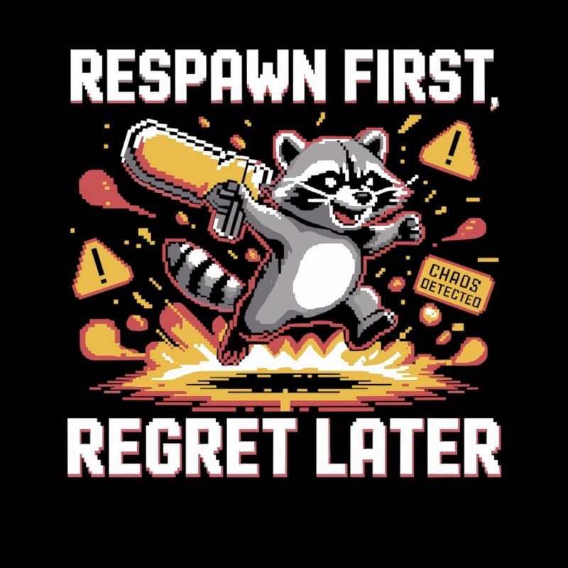 Raton laveur pixel en action