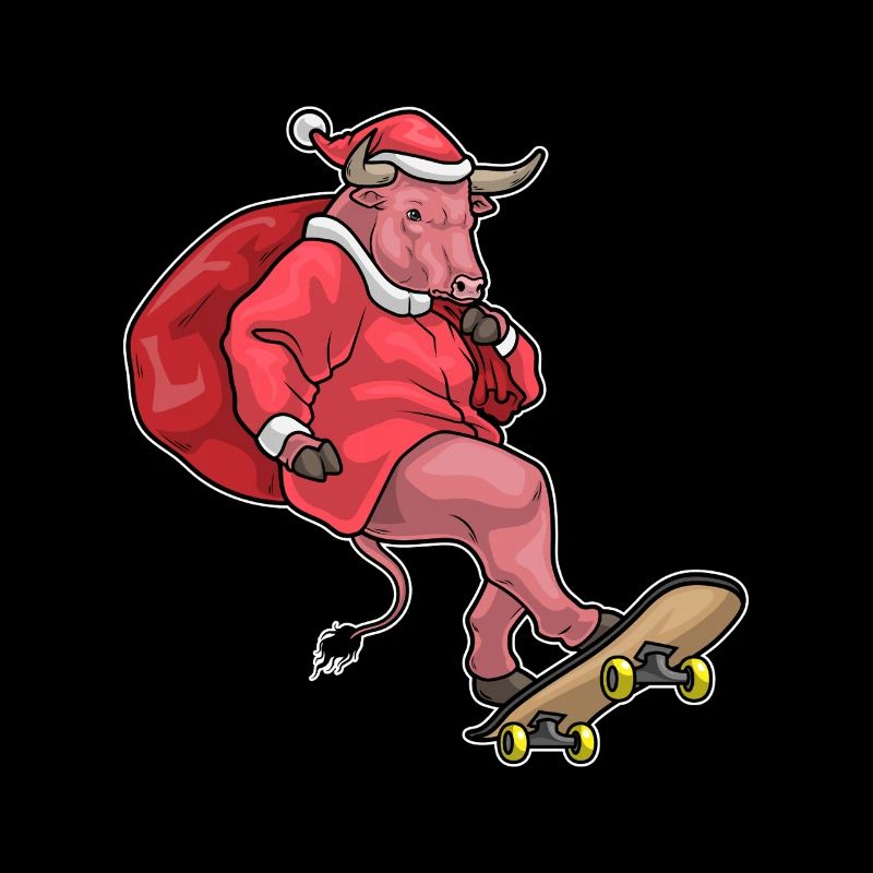 Stier Weihnachten Skateboard