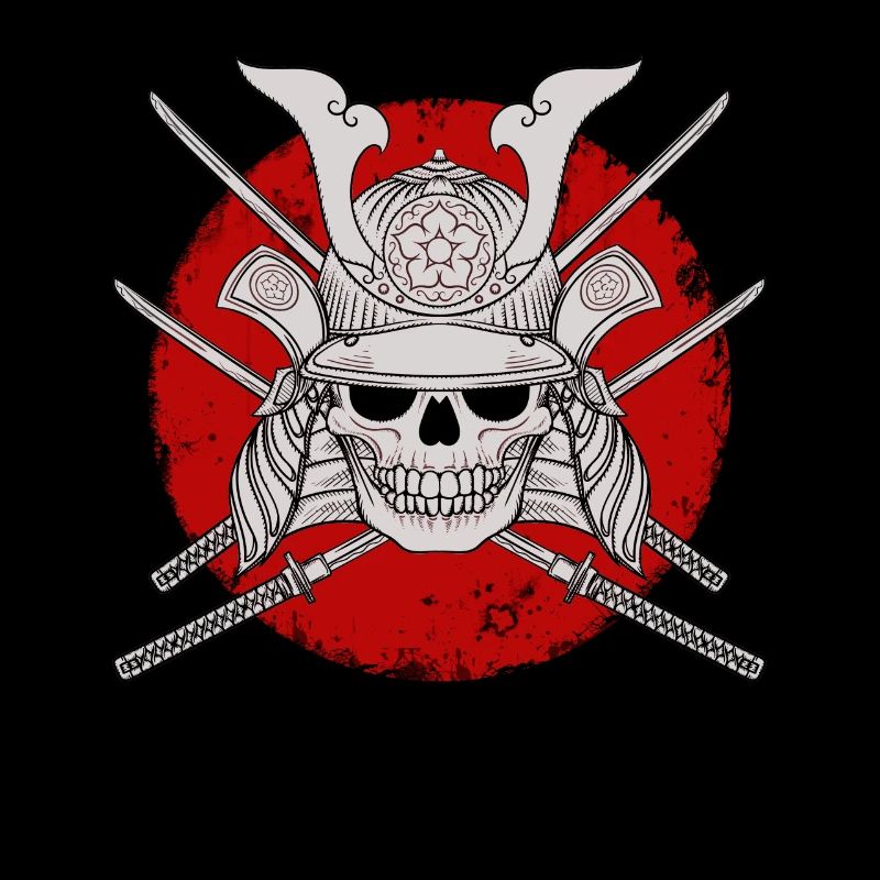 Samurai warrior, sunset, skull Japan