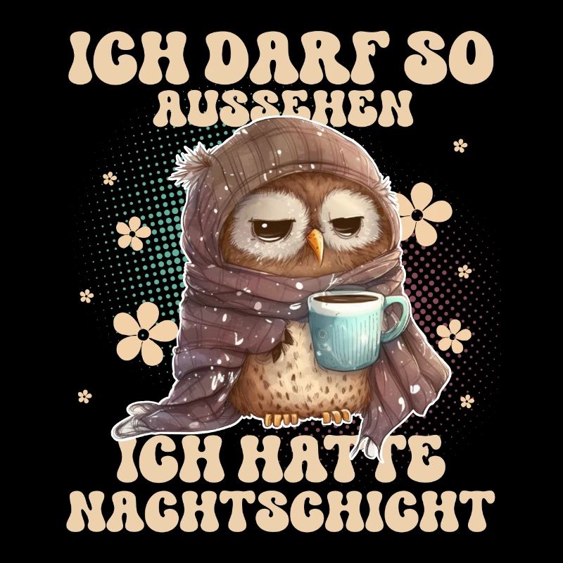 Eule Nachtschicht Müde Kaffee